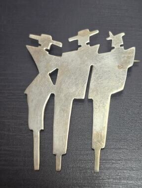 Signed 925 Mexico Sterling Silver Brooch 3 Ladies in Hats